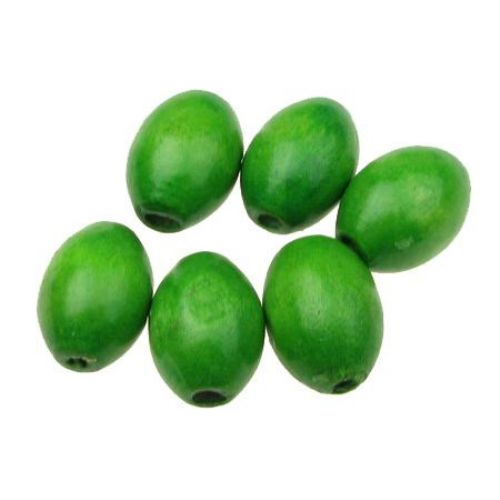 Wooden oval bead for decoration 17x13 mm hole 4 mm light green - 50 grams ~ 56 pieces
