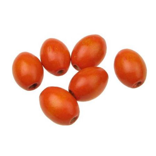 Wooden oval bead for decoration 17x13 mm hole 4 mm orange - 50 grams ~ 56 pieces