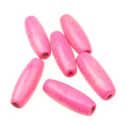 Wooden Beads, Oval, Pink, 23x8mm, hole 3mm, 50 grams ~ 110 pcs
