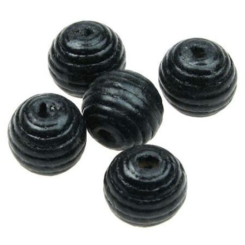 Wooden Abacus Carved Ball Beads, 20 mm, Black -50 grams ~ 21 pieces