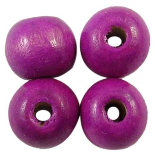 Wooden round bead for decoration 24~25 mm hole 4-5 mm purple - 10 pieces