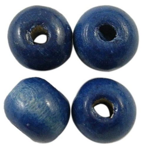 Wood beads, Round, blue, 24~25 mm, hole 4~5mm, 10 pieces