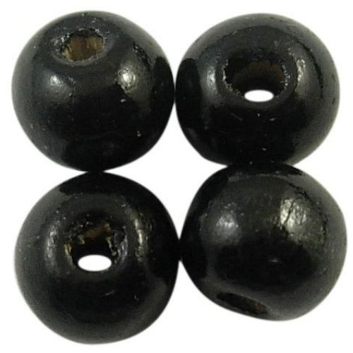 Wooden round bead for decoration 24~25 mm hole 4-5 mm black - 10 pieces