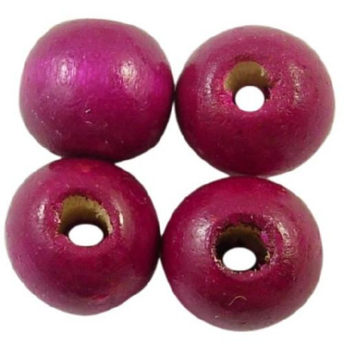 Wood beads, Round, violet, 13x14mm, 4mm hole, 50 grams