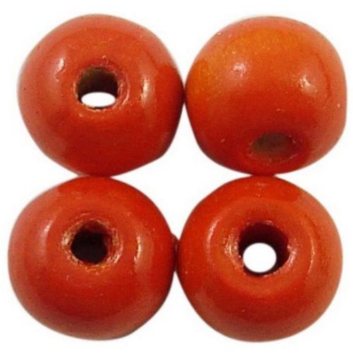 Wooden round bead for decoration 4x5 mm hole 1.5 mm dark orange - 50 grams ~ 1000 pieces