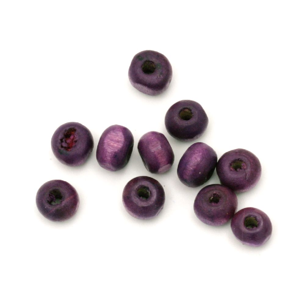 Wooden round bead for decoration 5x6~7 mm hole 2 mm dark purple  - 50 grams ~ 650 pieces