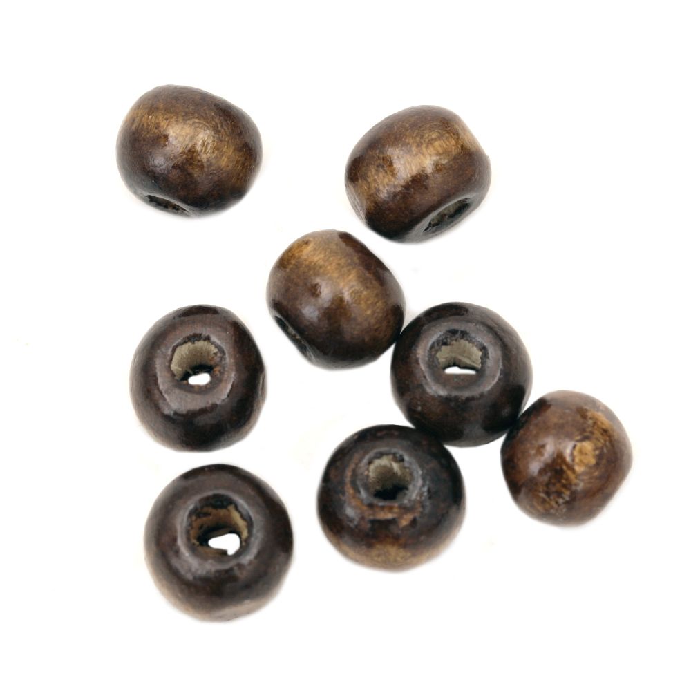 Wooden round bead for decoration 7x8 mm hole 2 mm brown - 50 grams ~ 300 pieces