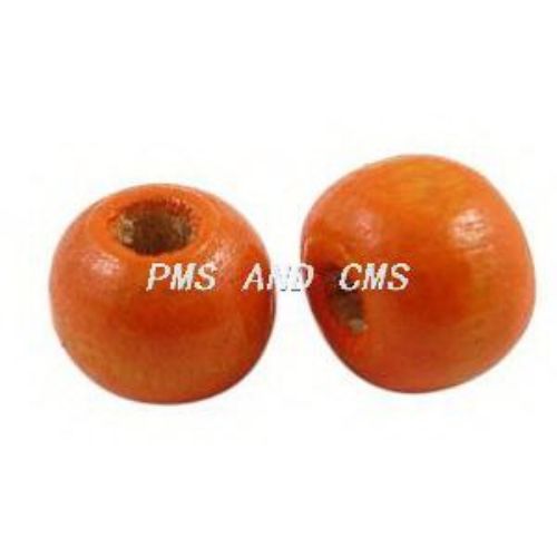 Wooden round bead for decoration 6x7 mm hole 3 mm dark orange - 50 grams ~ 450 pieces