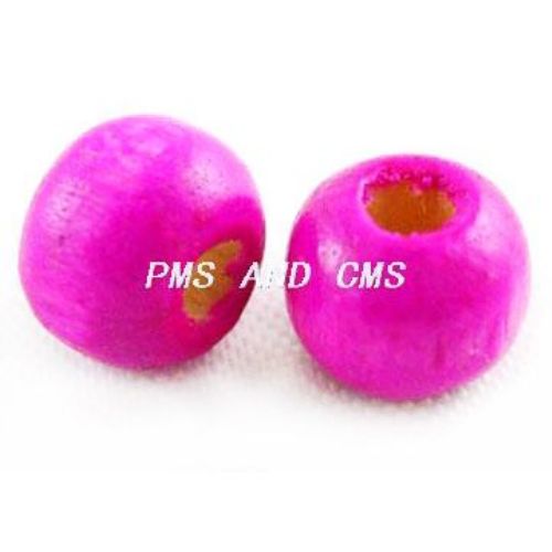Wooden Round Bead for Decoration / 6x7 mm, Hole: 3 mm /  Cyclamen - 50 grams ~ 450 pieces