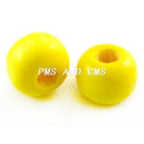 Wooden round bead for decoration 6x7 mm hole 2~3 mm yellow - 50 grams ~ 450 pieces