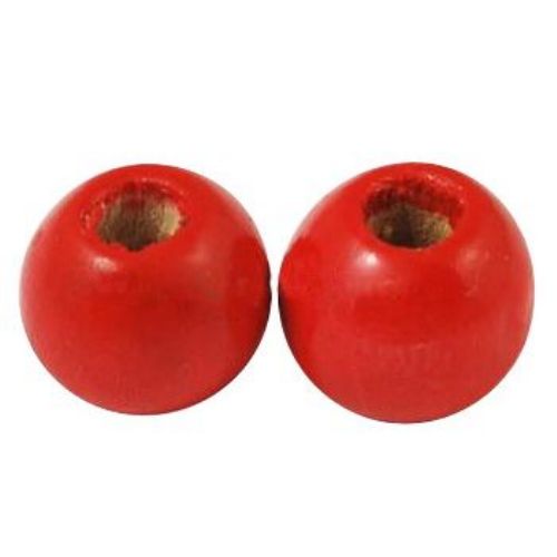 Wood beads, Round, red, 3x4mm, 1.2mm hole, 20 grams