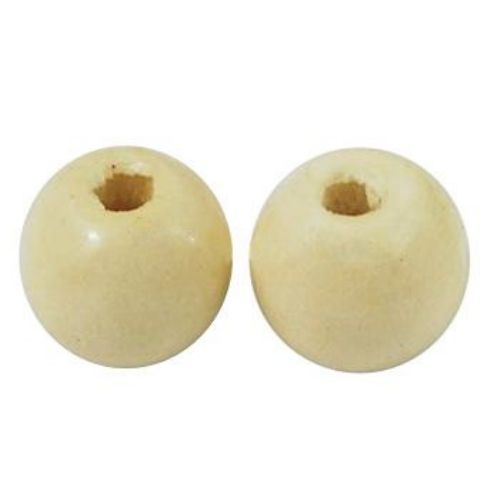 Wood beads, Round, white, 3x4mm, 1.2mm hole, 20 grams