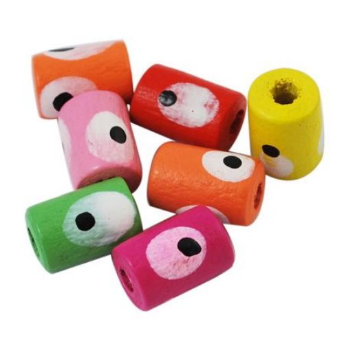 Wooden cylinder bead with eye 10x7 mm hole 3 mm - 20 grams ~ 108 pieces
