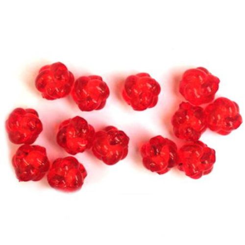 Plastic Bead with Solid Core and Transparent Surface /  Knot, 12 mm, Red -50 grams