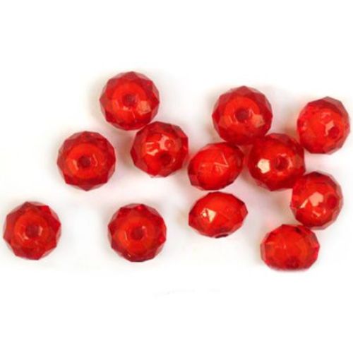 Bead with white oval base 12x8 mm red with white