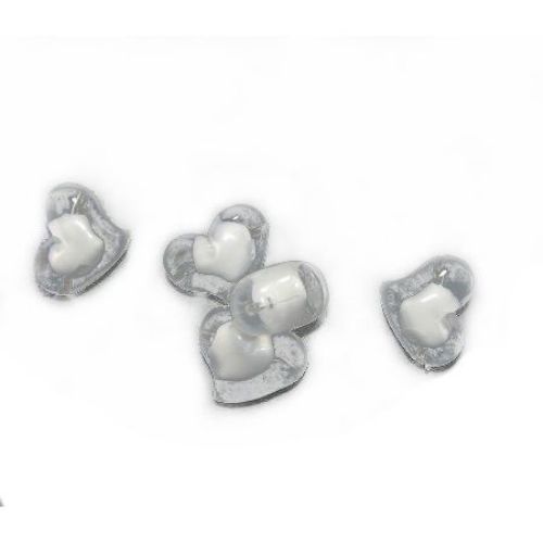 Transparent Acrylic Heart Bead with white base 34x27x20 mm hole 3.5 mm - 50 grams - 5 pieces