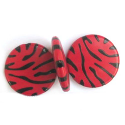 Two-color circle bead 30x6 mm red and black - 30 grams
