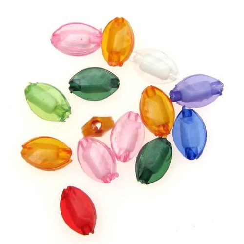 Bead with white oval base multi-walled 8x12x6 mm hole 2 mm MIX - 50 grams ~ 110 pieces
