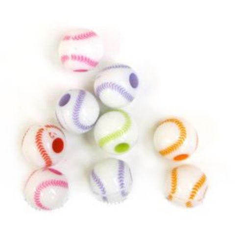 Two-colored bead tennis ball 12 mm hole 3.5 mm MIX - 50 grams