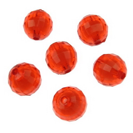 Margele cu o minge albă de bază cu pereți multipli de 14 mm roșu -50 grame