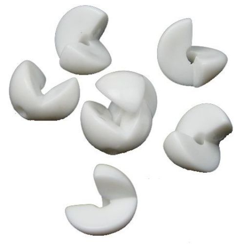 Acrylic modular solid beads for jewelry making, ball 14 mm hole 2 mm white -10 sets