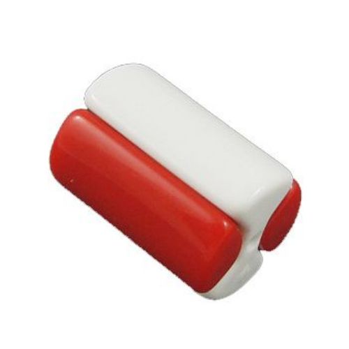 Acrylic cylinder solid beads for jewelry making 14.5x20 mm hole 2 mm white and red - 10 sets
