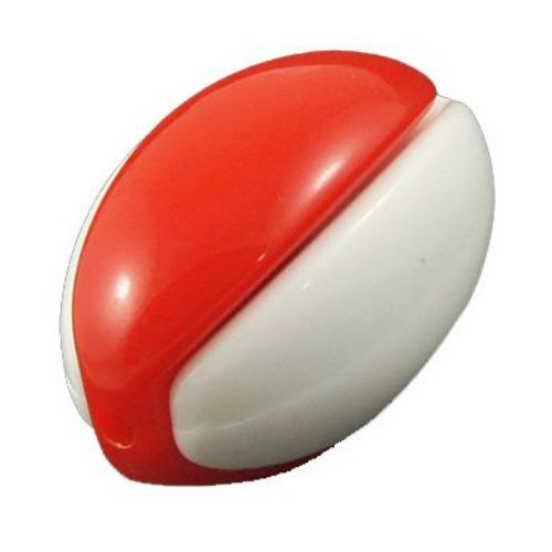 Acrylic Modular Bead / Oval Bead of Two Halves, 14x20 mm, Hole: 2 mm, White and Red -10 sets