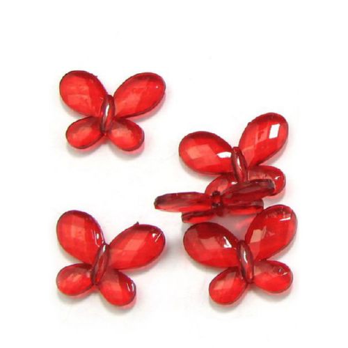 Margele  fluture  cristal 22x29 mm roșu fațetat - 50 grame