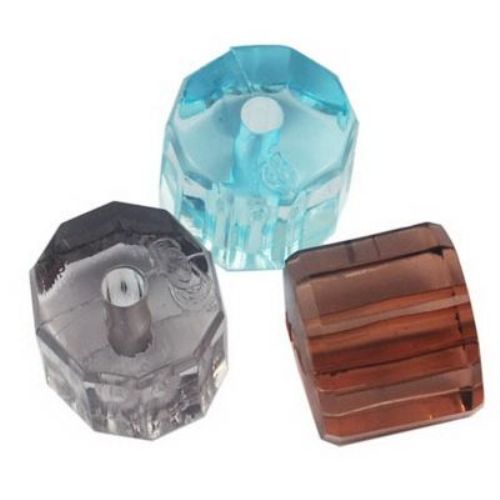 Transparent Acrylic Beads crystal cylinder 13x14x12 mm hole 2.5 mm MIX -50 grams ~ 27 pieces