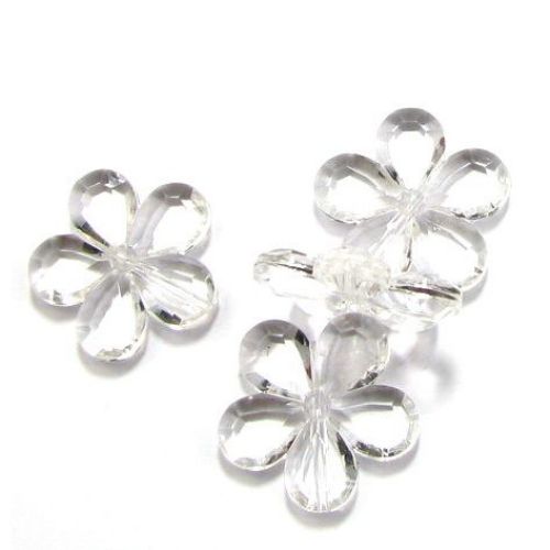 Acrylic Faceted Flower Beads, Crystal Imitation for DYI Jewelry Accessories, 30x6 mm, Transparent - 50 grams