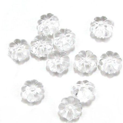 Transparent Acrylic Beads Crystal Flower 7x4mm Hole 1mm Transparent -50g ± 550pcs