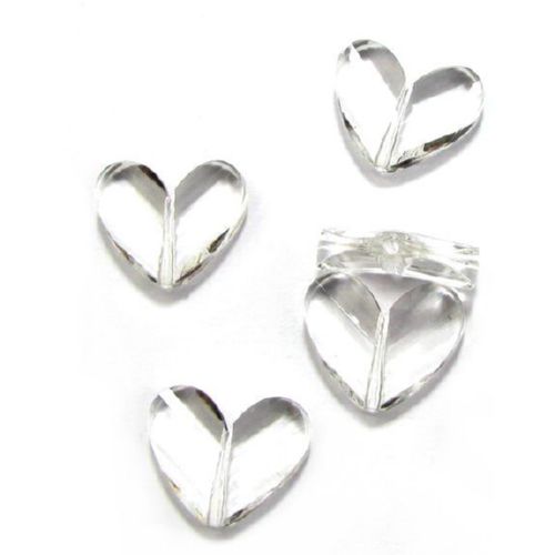Bead crystal heart 33x27 mm transparent - 50 grams
