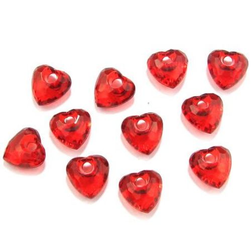 Beadcrystal heart 16x16 mm red - 50 grams