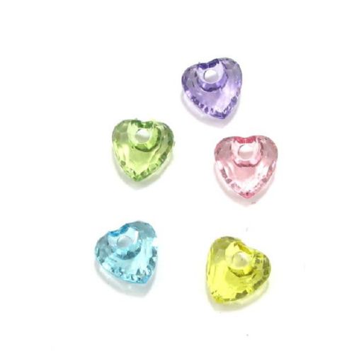 Inimă cristal  mărgele 16x16 mm MIX - 50 grame