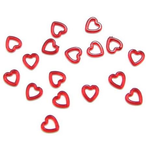 Bead crystal heart 10x10 mm red - 50 grams