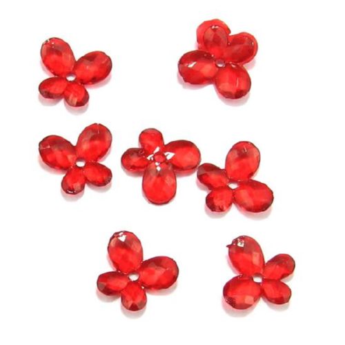 Transparent Acrylic Beads, Butterfly, Red, 14x12mm, 50gr