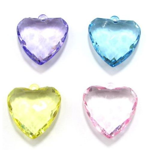 Pandantiv inimă de cristal 43 mm MIX - 51 grame -3 bucăți