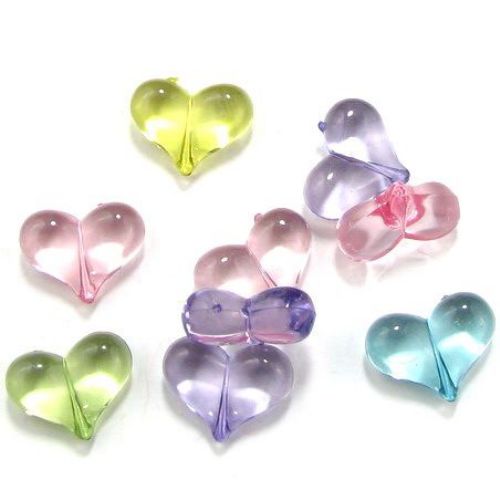 Inimă cristal  mărgele 24x18 mm MIX -50 grame