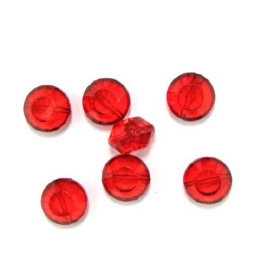 Transparent Bead crystal coin 20 mm multi-walled red - 50 grams