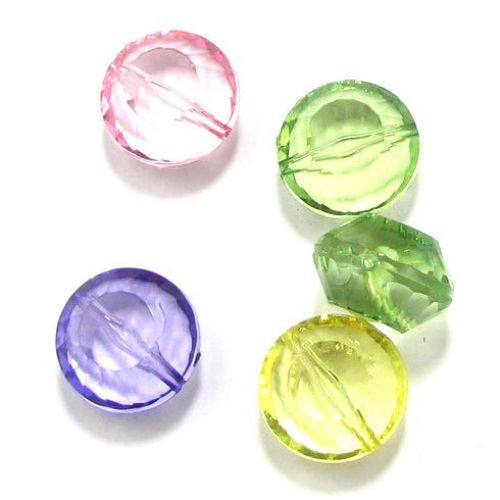 Transparent Bead crystal coin 20 mm multi-walled MIX - 50 grams