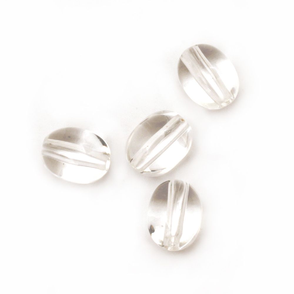 Bead cristal oval 13x10 gaură 2 mm transparent -50 grame ~ 62 bucăți