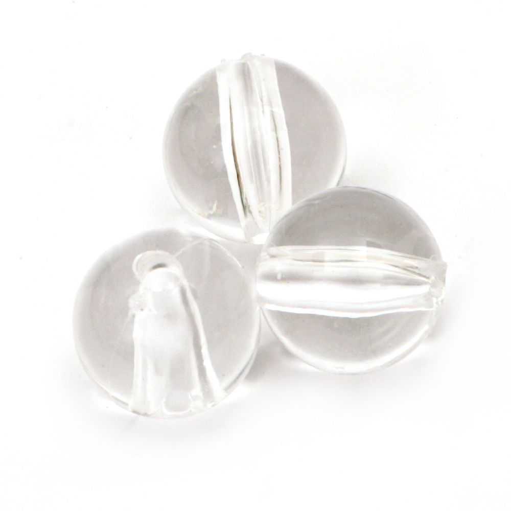 Мънисто кристал топче 18 мм дупка 3.5 мм прозрачно -50 грама ~ 14 броя