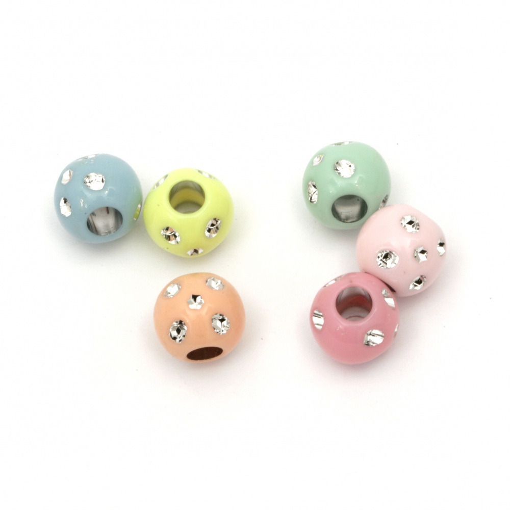 Plastic round bead with imitation of pebbles 12x11 mm hole 4.5 mm MIX - 20 grams ± 25 pieces
