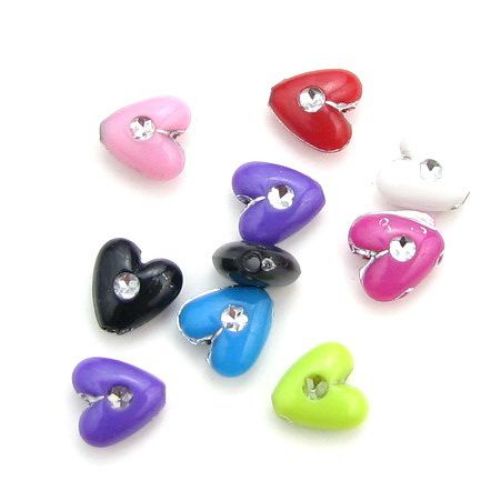 Opaque Acrylic Heart Beads 8x4 mm hole 1 mm with imitation of pebble MIX - 20 grams ~ 120 pieces