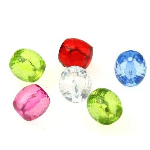 Cilindru de cristal margele 11x12 mm gaură 2 mm fațetată MIX - 50 grame ~ 40 bucăți