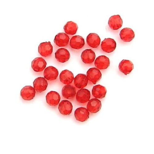 Bead crystal ball 4 mm hole 1 mm faceted red - 50 grams ~ 2250 pieces