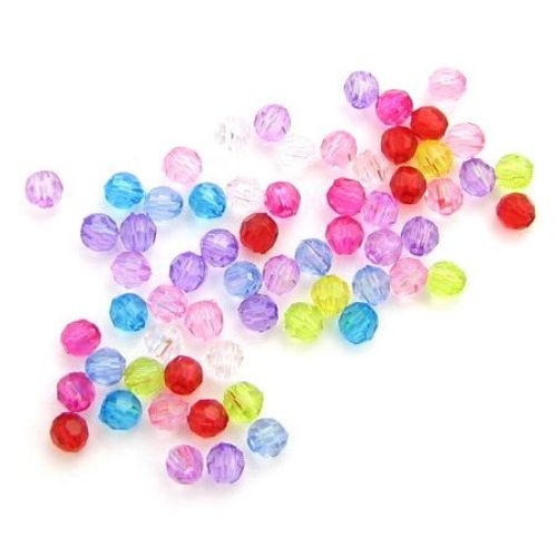 Bile de cristal  margele 4 mm gaură 1 mm fațetată MIX - 50 grame ~ 2250 bucăți