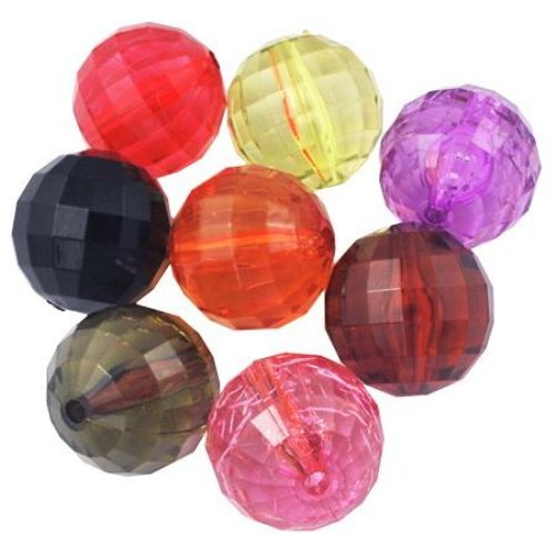 Bead crystal ball 16 mm hole 2 mm faceted MIX -50 g ~ 21 pieces