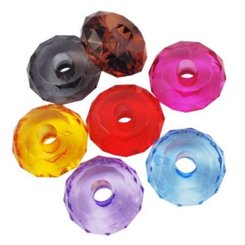 Crystal abacus bead 38x18 mm hole 9 mm MIX -50 grams - 3 pieces