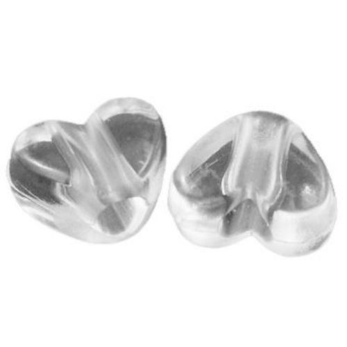 Faceted Bead crystal heart 12x9x6.5 mm hole 3.8 mm transparent -50 grams ~ 106 pieces